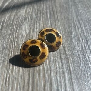 Vintage Yellow and Brown Circular Earrings